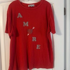 Wildfox Red Tee with Heart and Letter Design